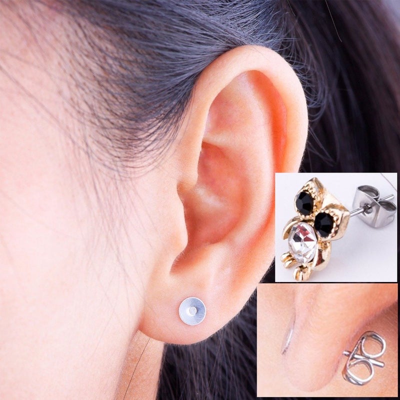 Newless 100 Pieces Stainless Steel Earrings Posts Flat Pad,100 Pieces Butterfly Earring Backs,100 Pieces Bullet Earring Backs,Total 300 Pieces (5mm) - Image 3